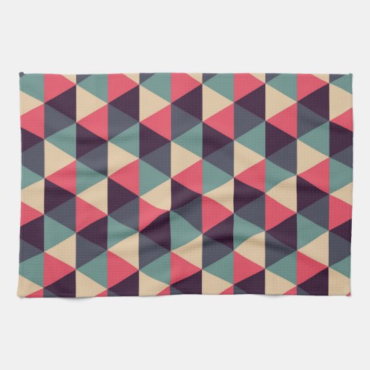 Aquamarines und rosa Dreieck-Muster Geschirrtuch (Horizontal)