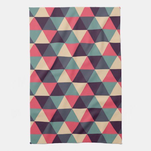 Aquamarines und rosa Dreieck-Muster Geschirrtuch (Vertikal)