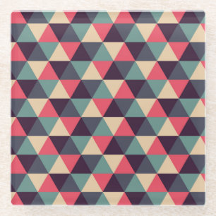 Aquamarines und rosa Dreieck-Muster Glasuntersetzer