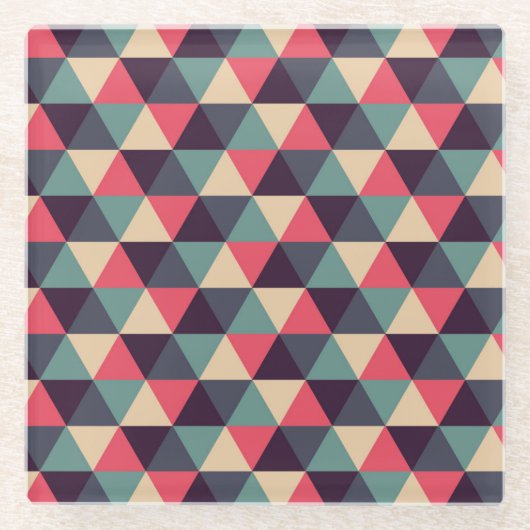 Aquamarines und rosa Dreieck-Muster Glasuntersetzer (Vorderseite)