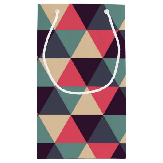 Aquamarines und rosa Dreieck-Muster Kleine Geschenktüte (Rückseite)