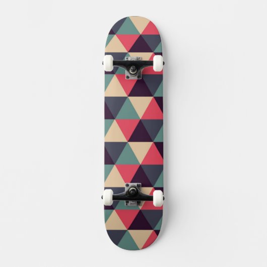 Aquamarines und rosa Dreieck-Muster Skateboard (Vorderseite)
