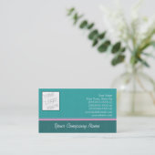 Aquamarines und rosa einfaches visitenkarte (Stehend Vorderseite)