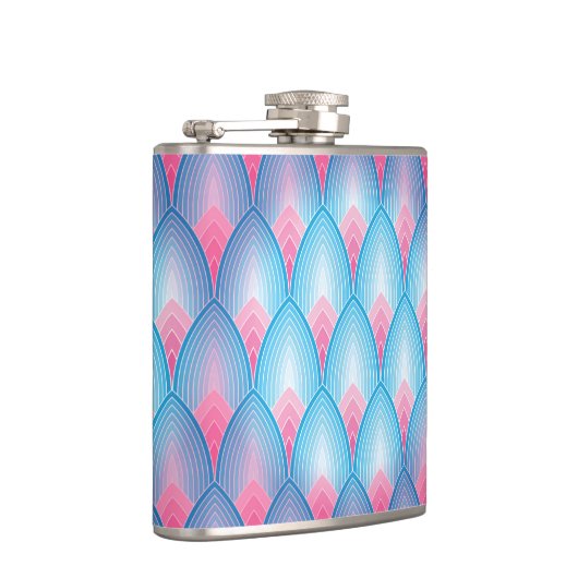 Aquamarines und rosa Petrolmuster Flachmann (Rechts)