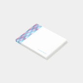 Aquamarines und rosa Petrolmuster Post-it Klebezettel (angewinkelt)