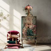 Aquamarines und rosa Portrait Kunst, Elegante Lady Seidenpapier