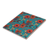 Aquamarines und rotes Blumenmuster Fliese (Seite)