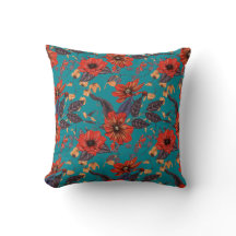 Aquamarines und rotes Blumenmuster