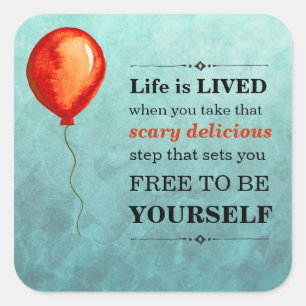 Aquamarines und rotes Orangefarbenes Leben Quadratischer Aufkleber