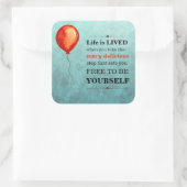 Aquamarines und rotes Orangefarbenes Leben Quadratischer Aufkleber (Tasche)