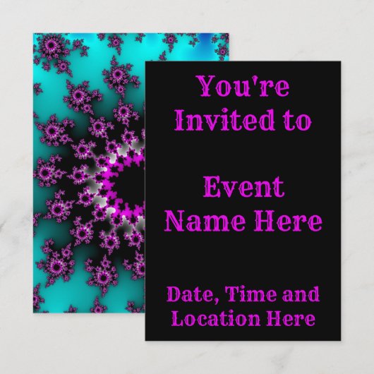 Aquamarines und schwarzes Auge Einladung (Vorne/Hinten)