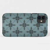 Aquamarines und schwarzes Damaskusmuster Case-Mate iPhone Hülle (Rückseite (Horizontal))