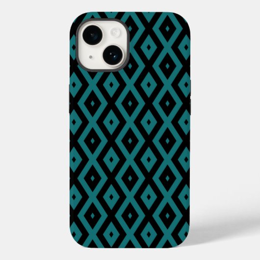 Aquamarines und schwarzes Diamantmuster Case-Mate iPhone Hülle (Rückseite)