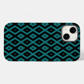 Aquamarines und schwarzes Diamantmuster Case-Mate iPhone Hülle (Rückseite (Horizontal))