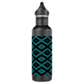 Aquamarines und schwarzes Diamantmuster Edelstahlflasche (Rechts)