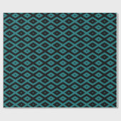 Aquamarines und schwarzes Diamantmuster Geschenkpapier (Flach)