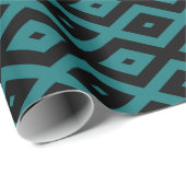 Aquamarines und schwarzes Diamantmuster Geschenkpapier (Rolleneckpunkt)
