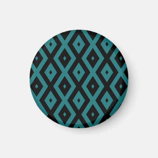 Aquamarines und schwarzes Diamantmuster Magnet (Vorne)