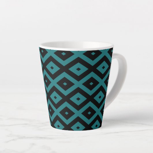 Aquamarines und schwarzes Diamantmuster Milchtasse (Rechte Ecke)