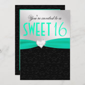 Aquamarines und schwarzes einladung (Vorne/Hinten)