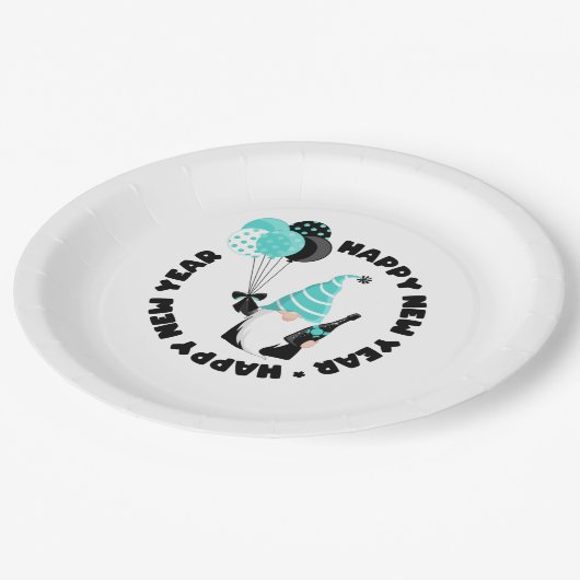 Aquamarines und schwarzes Genom feiern Neues Jahr Pappteller (Schrägansicht)