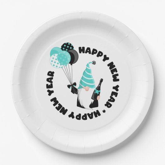 Aquamarines und schwarzes Genom feiern Neues Jahr Pappteller (Vorderseite)