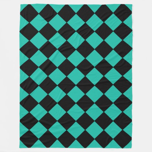 Aquamarines und schwarzes Harlequin-Diamant-Prüfmu Fleecedecke (Vorderseite)