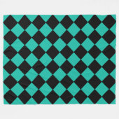 Aquamarines und schwarzes Harlequin-Diamant-Prüfmu Fleecedecke (Vorderseite (Horizontal))