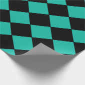 Aquamarines und schwarzes Harlequin-Diamant-Prüfmu Geschenkpapier (Ecke)