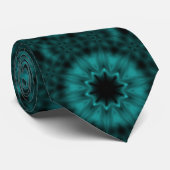 Aquamarines und schwarzes Kaleidoskop-Muster Krawatte (Gerollt)