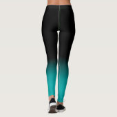 Aquamarines und schwarzes Ombre Leggings (Rückseite)