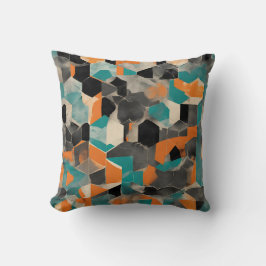 aquamarines und senffarbenes geometrisches Muster Kissen