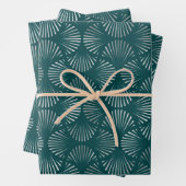 Aquamarines und silberes Art-Déco-Lüftermuster Geschenkpapier Set (Beispiel)