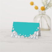 Aquamarines und silbernes Glitzer-Lebensmitteletik Platzkarte (Rückseite)