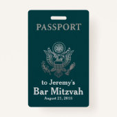 Aquamarines und silbernes Pass-Bar Mitzvah Ausweis (Vorderseite)