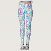 Aquamarines und violettes Mandala-Muster Leggings (Vorderseite)