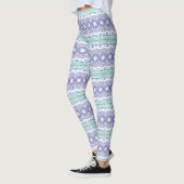 Aquamarines und violettes Mandala-Muster Leggings (Links)
