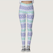 Aquamarines und violettes Mandala-Muster Leggings (Vorderseite)