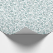 Aquamarines und weißes Blumenmuster Geschenkpapier (Ecke)