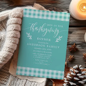 Aquamarines und weißes Büffel Karo Erntedank Abend Einladung