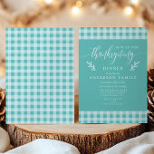 Aquamarines und weißes Büffel Karo Erntedank Abend Einladung