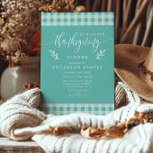 Aquamarines und weißes Büffel Karo Erntedank Abend Einladung