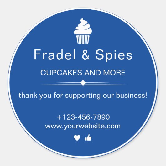 Aquamarines und weißes einfaches Cupcake-Business Runder Aufkleber (Vorderseite)