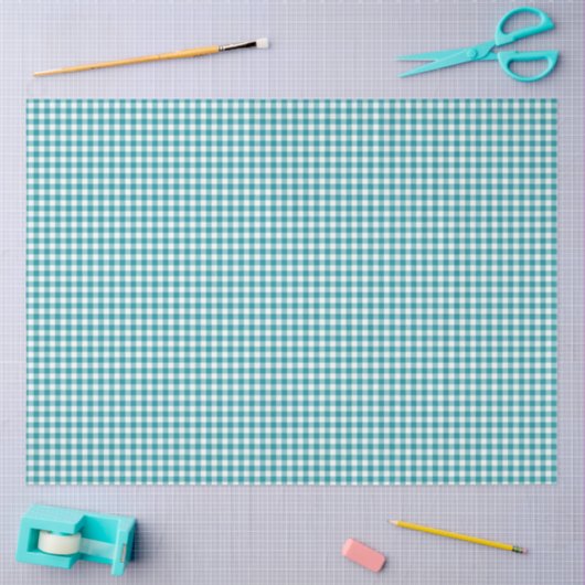 Aquamarines und weißes Gingham-Musterpapier Seidenpapier (Basteln)