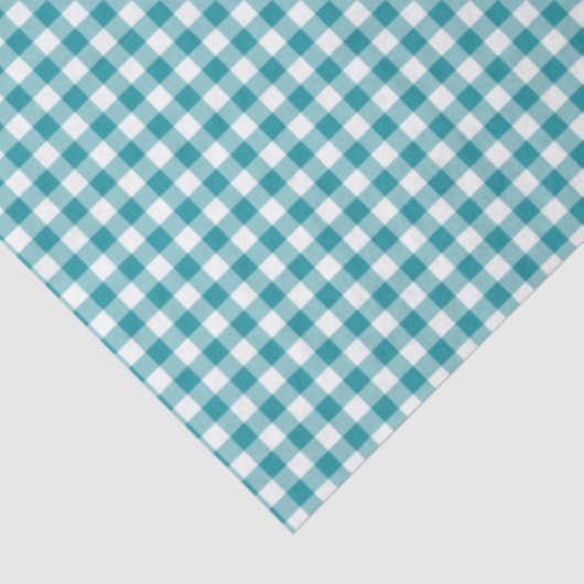Aquamarines und weißes Gingham-Musterpapier Seidenpapier (Ausschnitt)
