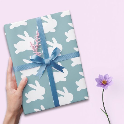 Aquamarines und weißes Kaninchen Ostermuster Geschenkpapier