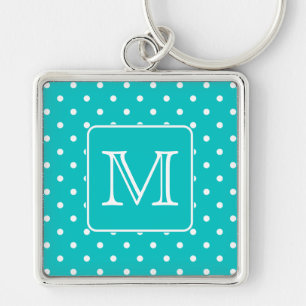 Aquamarines und weißes Polka-Dot-Muster. Benutzer Schlüsselanhänger