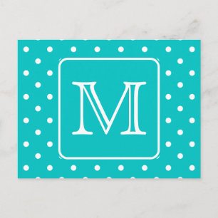 Aquamarines und weißes Polka Dot Muster. Benutzerd Postkarte