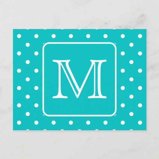 Aquamarines und weißes Polka Dot Muster. Benutzerd Postkarte (Vorderseite)