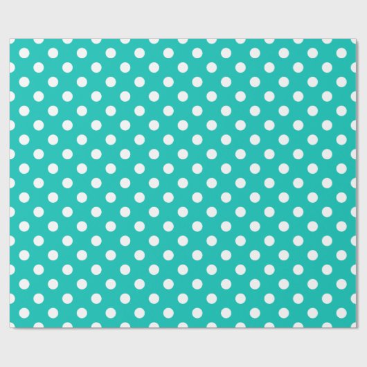 Aquamarines und weißes Polka-Dot-Muster Geschenkpapier (Flach)